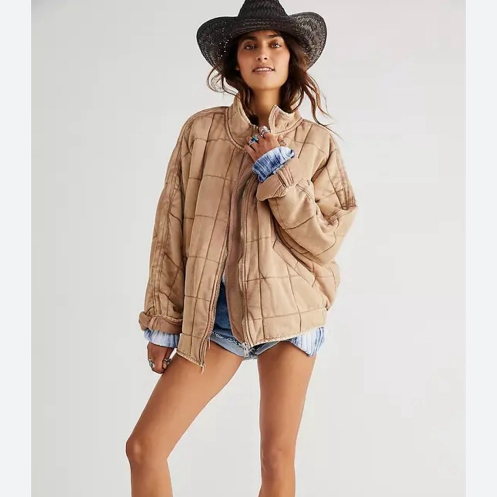 Free People dolman quilted jacket, champagne color